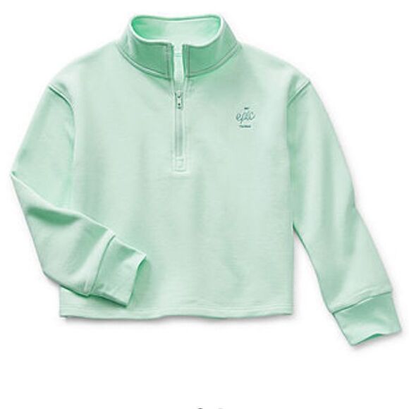 Thereabouts Little Big Girls Long Sleeve Quarter-Zip Sweet Mint Epic Fleece - Picture 1 of 3